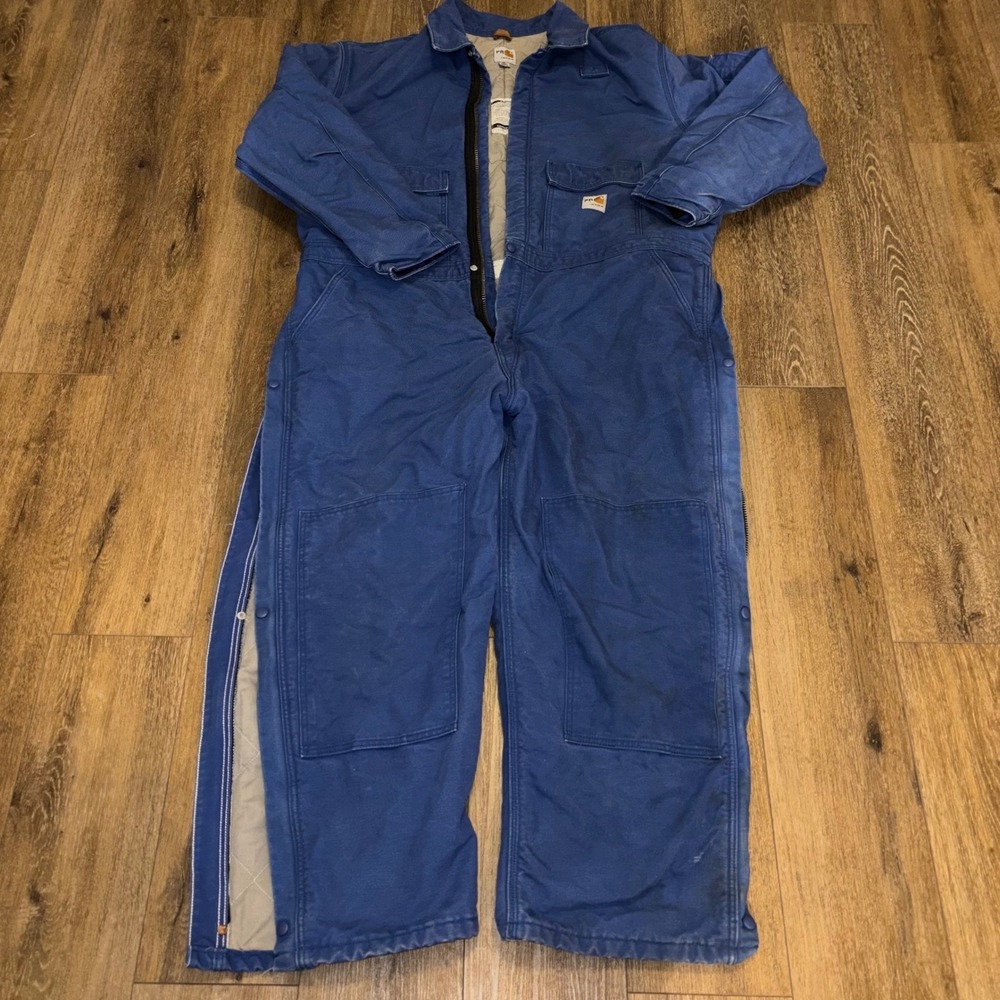 Carhartt FR Flame Resistant Insulated Coveralls Blue Mens XL Short Work Overalls - Picture 1 of 7
